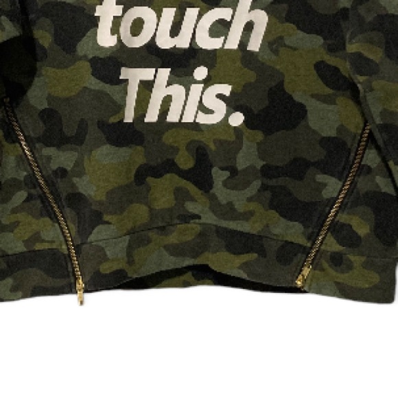 H&M Divided Green Camouflage CANT TOUCH THIS ZIP Pullover size:L - Picture 5 of 8